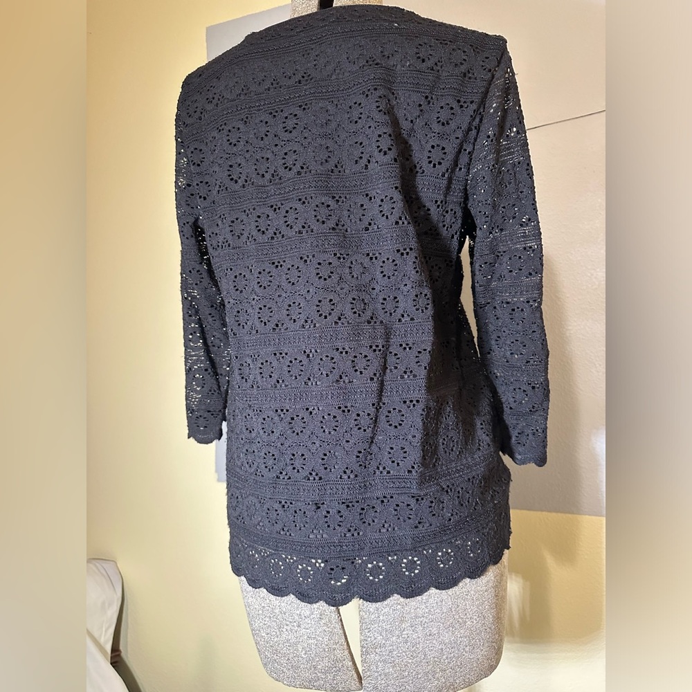 Women’s Black dress blouse.Lace with camisole under. Petite XL. 3/4 sleeve
$15